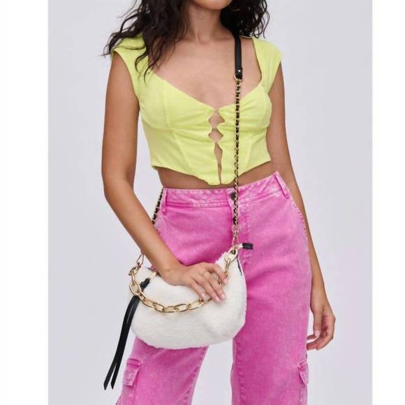 NEW URBAN EXPRESSIONS sherpa crossbody bag in white - Picture 8 of 8